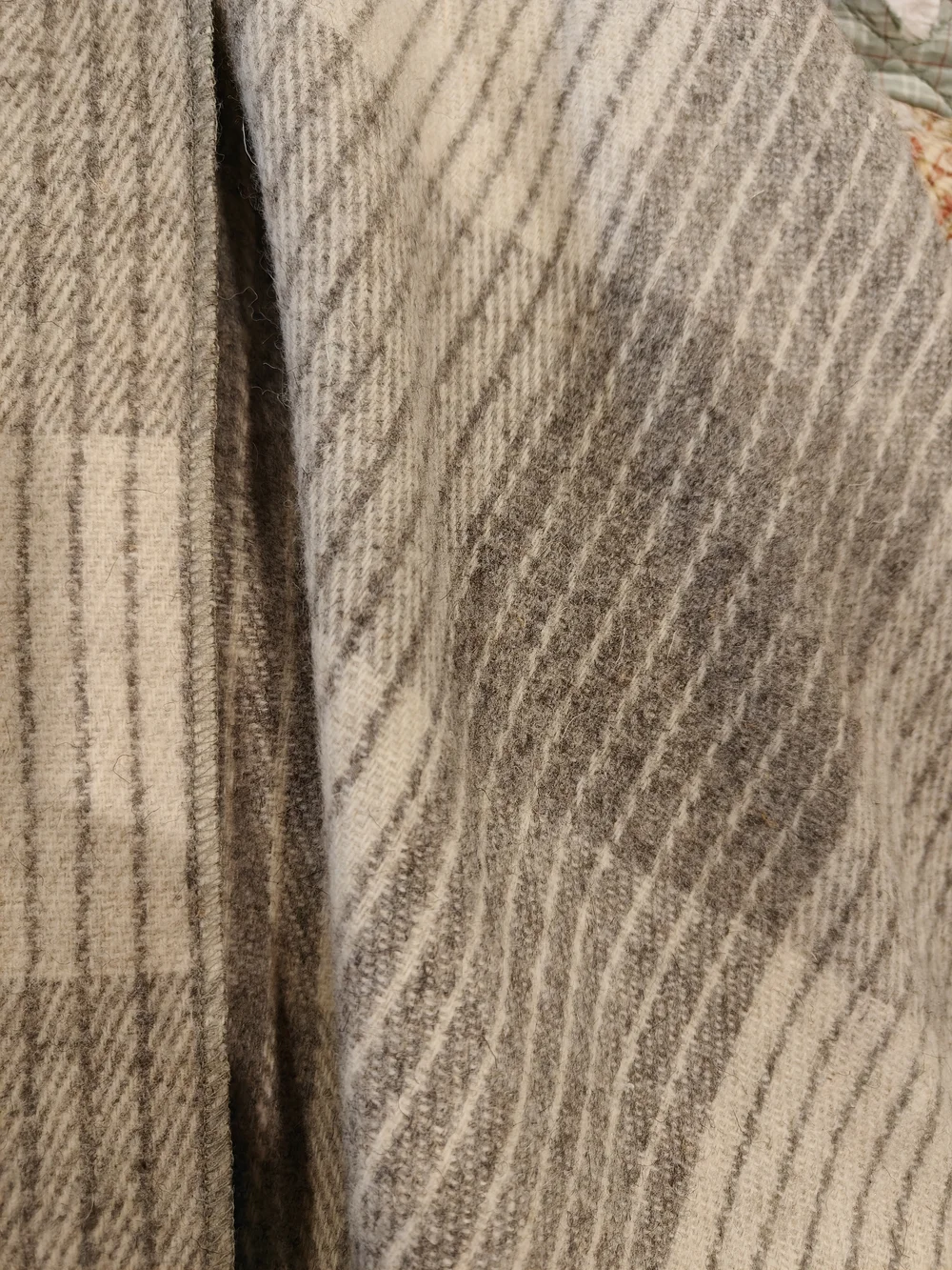 Neutral Plaid Fringe Throw Poncho - Taupe and Cream